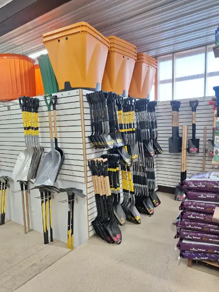 Truper Shovels and Orange Poly Tubs